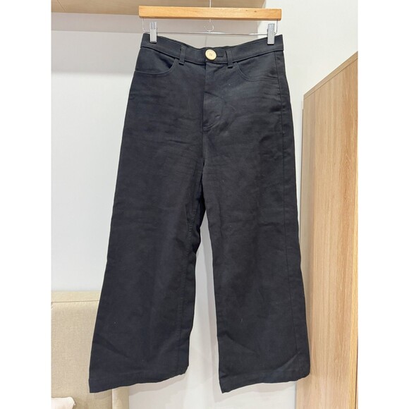 Whimsy + Row Denim - Whimsy + Row Womens 29 Flora Pant Black Denim High Rise Wide Leg Cropped Jeans